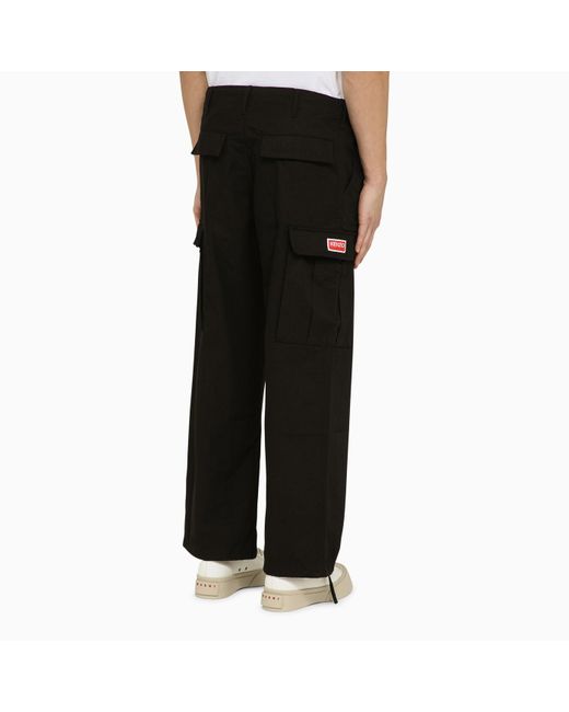 KENZO Black Workwear Cargo Trousers for men