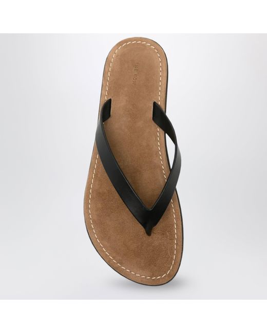 The Row Brown Leather Flip-Flops