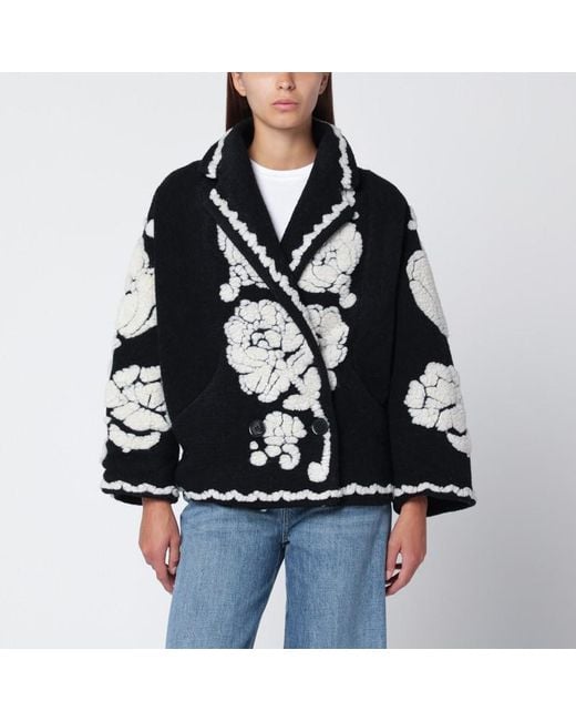 Manteau Court Avec Broderies Florales Farm Rio en coloris Black