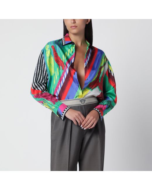 Versace Formula 6 Multicolored Silk Twill Shirt