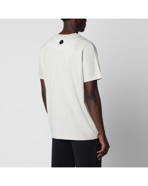 Moncler Natural Cotton T-Shirt With Embroidered Logo for men