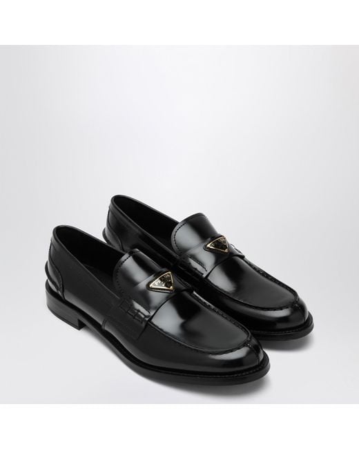 Prada Black Brushed Leather Loafer