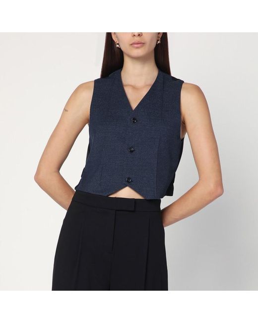 Gilet Foncé En Laine Bottega Veneta en coloris Blue