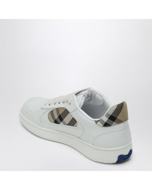 Burberry White Leather Sneaker Terrace And Check