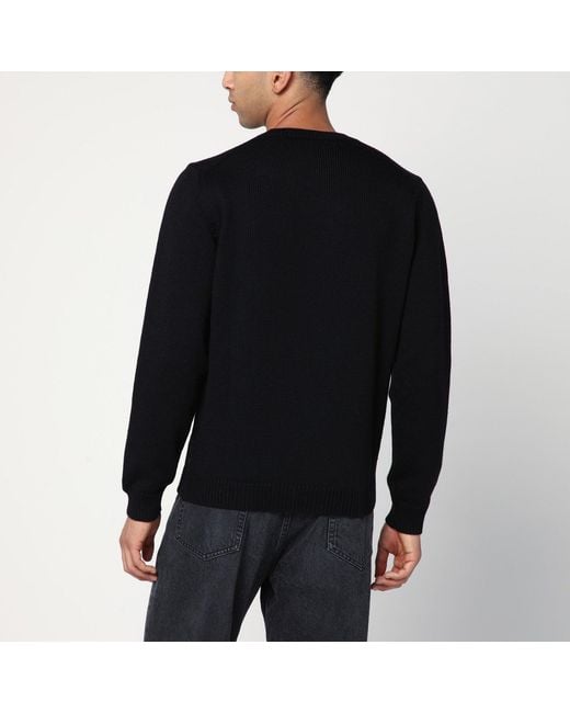 Roberto Collina Black Crew Neck Wool Sweater