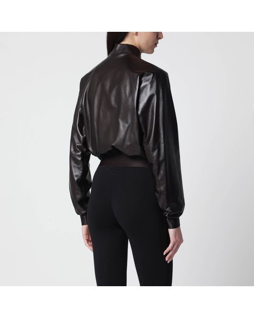 Gucci Black Soft Nappa Leather Bomber Jacket