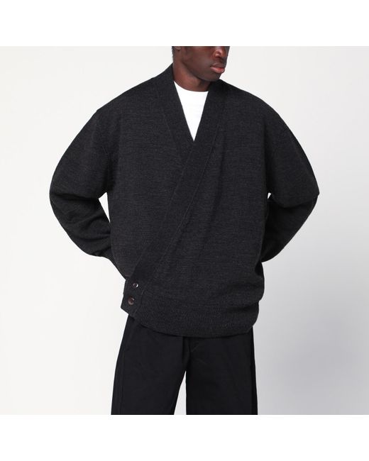 Lemaire Black Alpaca Wrap Cardigan for men