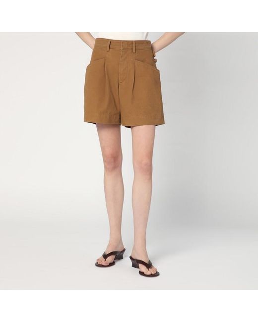 Isabel Marant Natural Karamellfarbene Shorts Aus Baumwolle