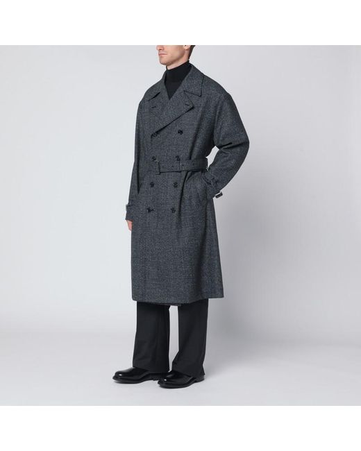 Dolce & Gabbana Black Wool Double-Breasted Coat for men