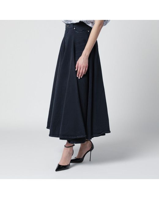 Balenciaga Blue Maxi Godet Denim Skirt