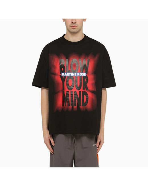 T-shirt nera in cotone con stampa logo di Martine Rose in Red da Uomo