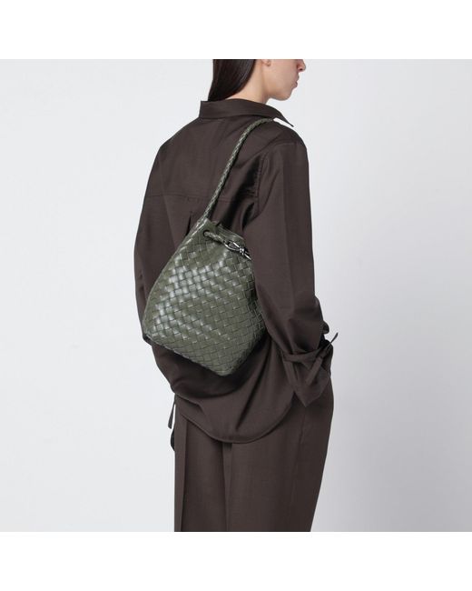 Bottega Veneta Green Andiamo Small Bucket Bag In Pickle Intrecciato