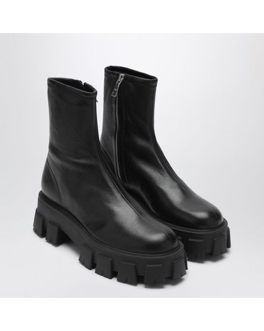 Prada Black Stretch Nappa Monolith Ankle Boots