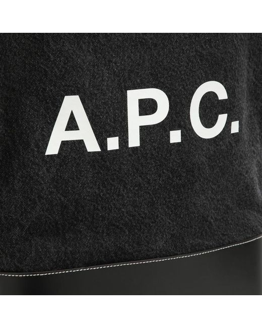Borsa tote media axel nera in cotone con logo di A.P.C. in Black da Uomo