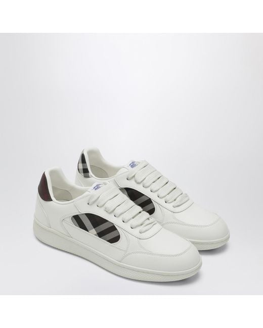 Burberry White Leather And Check Sneaker Terrace for men