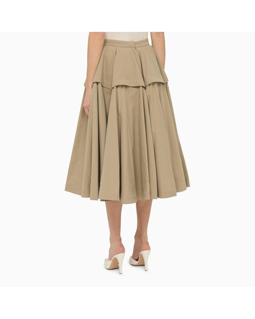 Bottega Veneta Natural Beige Cotton Blend A-line Skirt