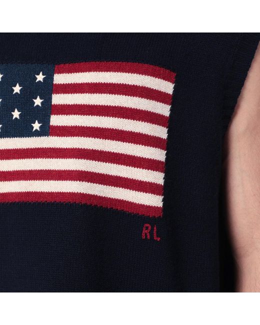 Polo Ralph Lauren Blue Vest With Flag Big-Fit for men