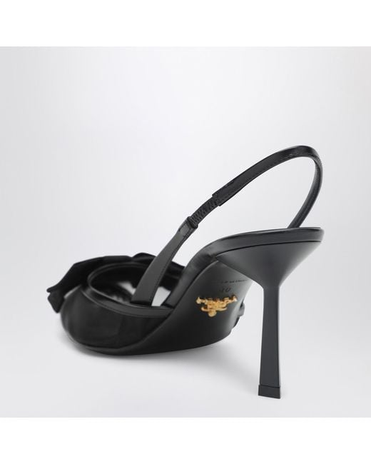 Prada Black Fabric And Mesh Slingback Pumps