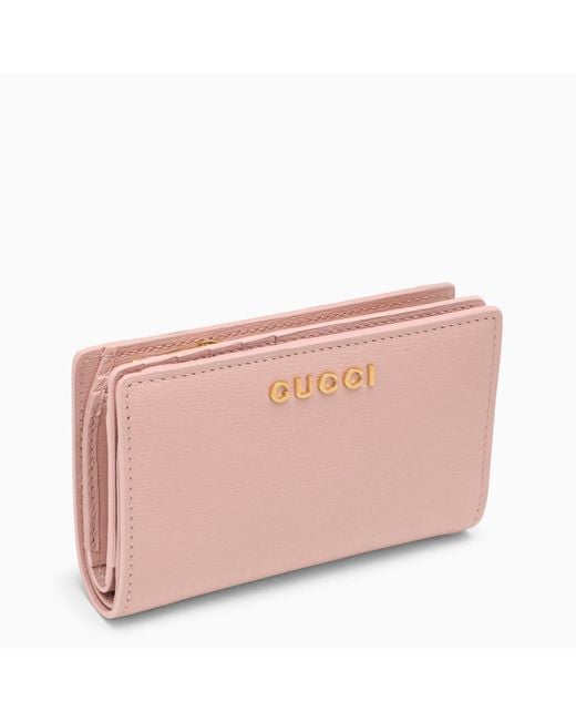 Gucci Pink Leather Wallet With Zip And Logo