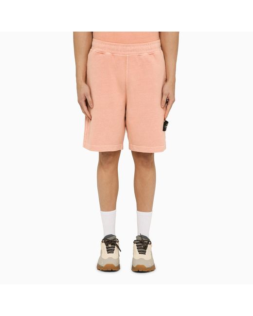 Stone Island Pink Rust-coloured Cotton Bermuda Shorts for men