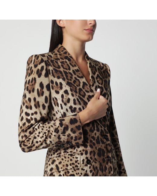 Dolce & Gabbana Black Leopard-Print Double-Breasted Wool Jacket