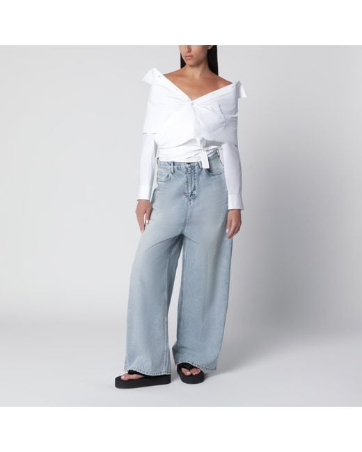Balenciaga Blue Wide-Leg Light Cotton Jeans