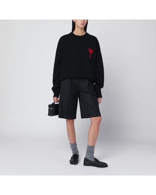 AMI Black Wool Sweater Ami De Coeur
