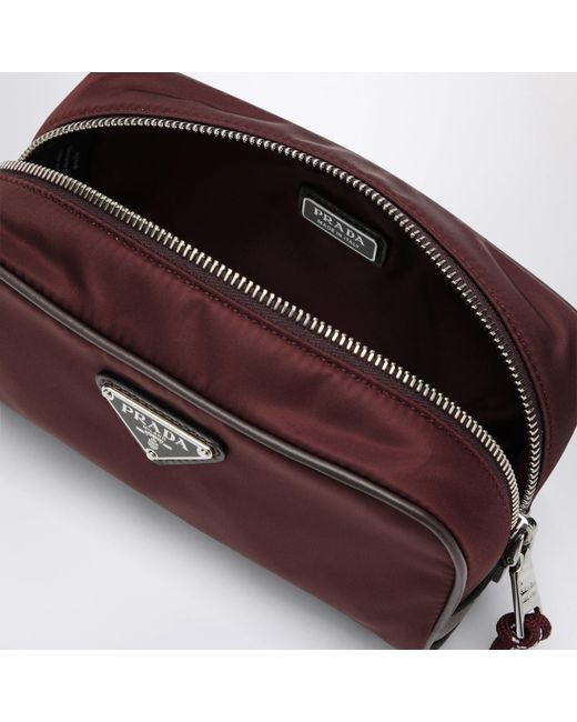 Prada Brown Speedrock Re-Nylon And Leather Pouch for men