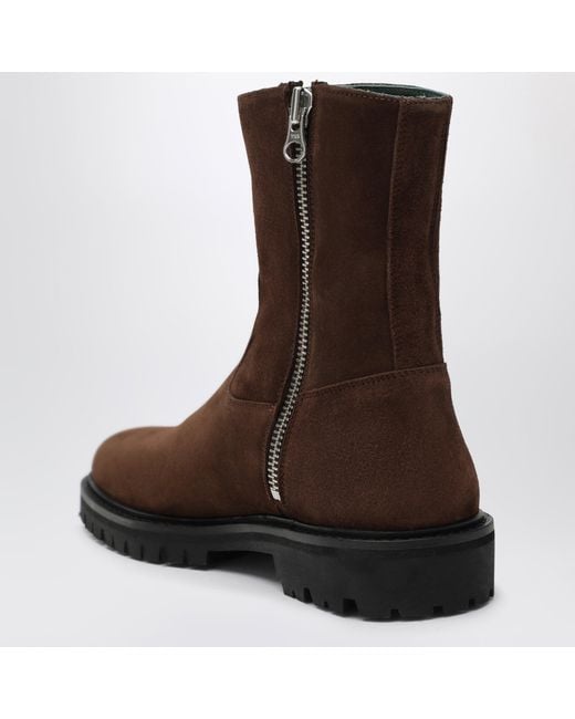 VINNY'S Brown Moto Ankle Boots for men