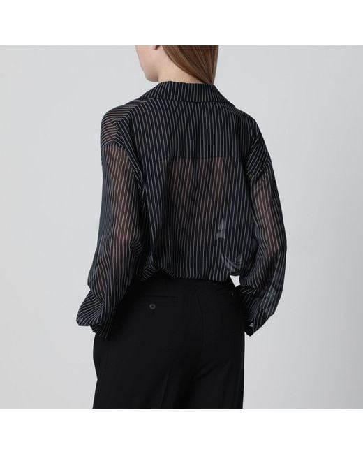 Frankie Shop Black Peri Semi-Sheer Striped Shirt