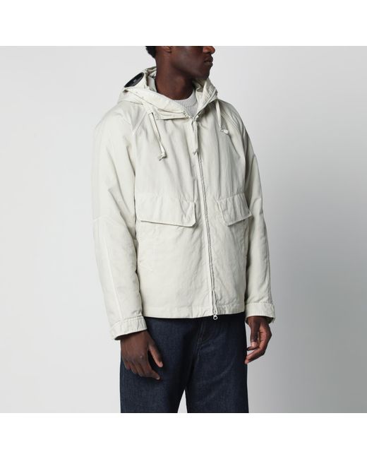 C P Company Gray Birch Hooded Jacket With Goggle Lenses for men