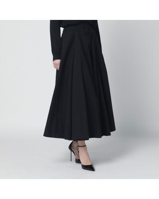 Balenciaga Black Cotton Ripstop Godet Maxi Skirt
