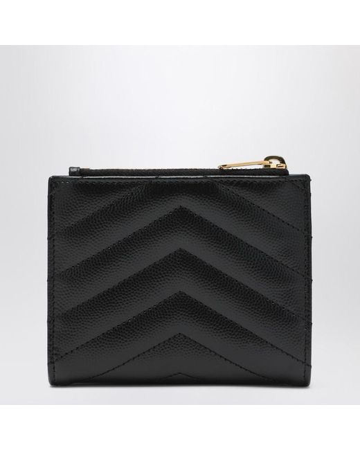 Portafoglio bi-fold cassandre matelassé di Saint Laurent in Black