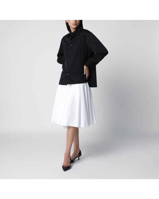 Bottega Veneta Black Light Wool Twill Shirt With Braided Leather Collar