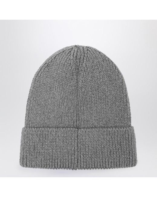 The North Face Gray Beanie With Logo Patch for men