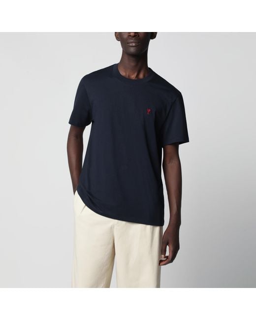 AMI Blue Ami De Coeur Night T-Shirt for men
