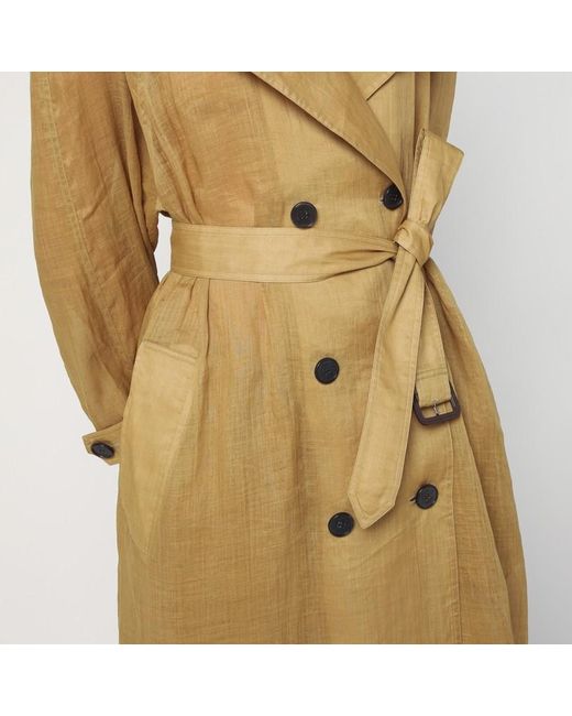 MKDT STUDIO Yellow Doppelreihiger Cici-Trenchcoat Aus Ramie