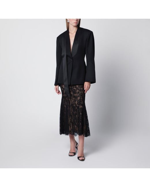 Self-Portrait Black Lace Midi Skirt