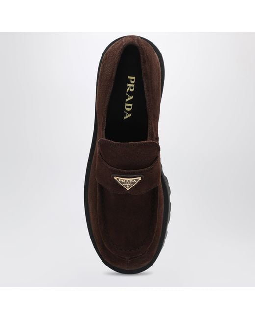 Prada Brown Dark Suede Loafers