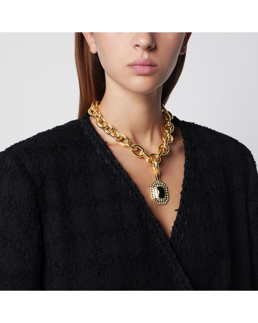 Alessandra Rich Metallic Tone Chain Necklace With Pendant