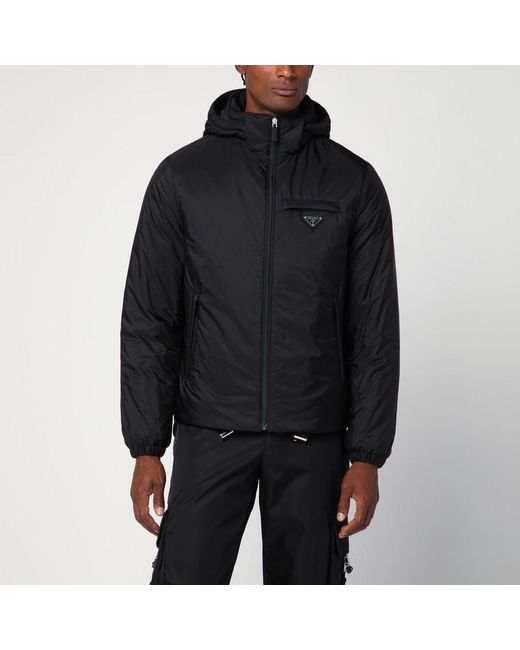 Prada Schwarze Gefütterte Jacke Aus Re-Nylon in Black für Herren