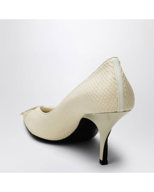 Jacquemus White Ivory Python-Effect Embossed Leather Tourni Décolleté