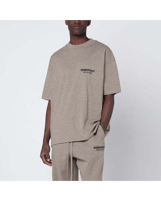 Fear Of God Gray Mélange T-Shirt With Logo Print for men