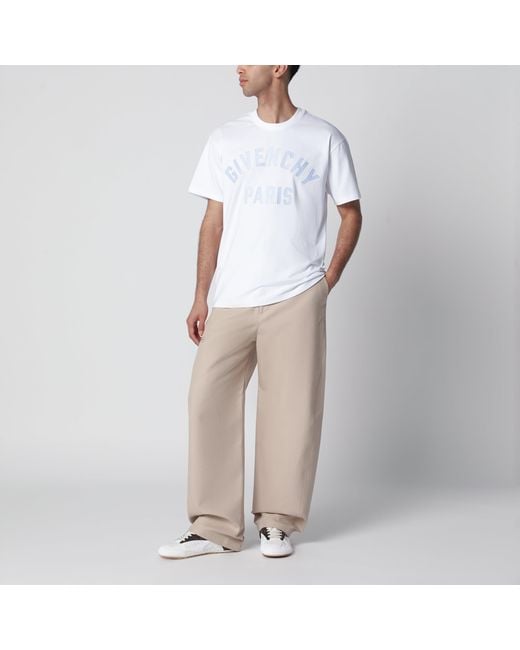 Givenchy White T-Shirt With Logo Embroidery for men