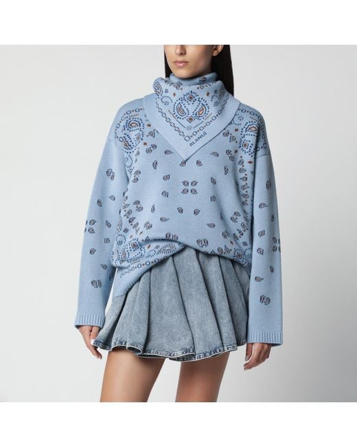 Alanui Blue Bandana Jacquard Sweater
