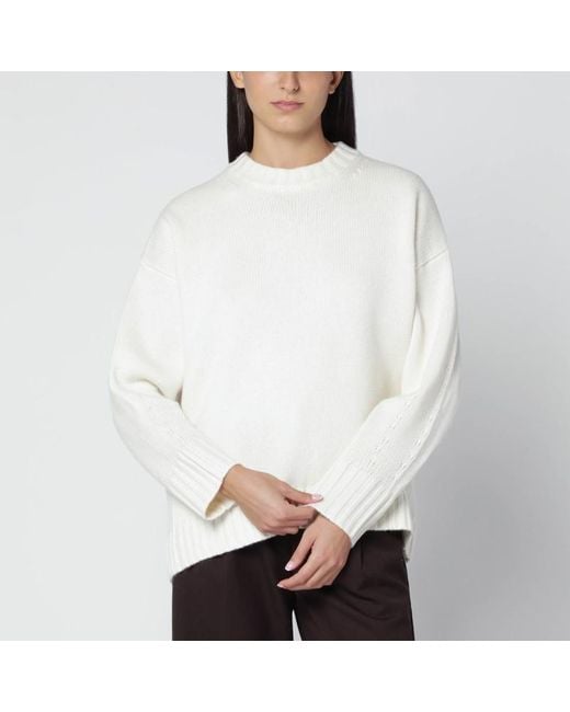 Maglione avorio in cashmere di Loulou de Saison in White