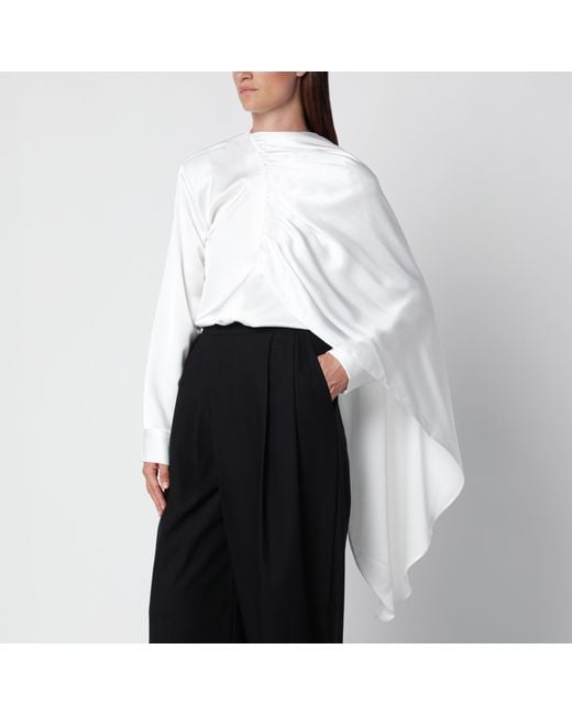 Source Unknown White Koa Draped Satin Blouse