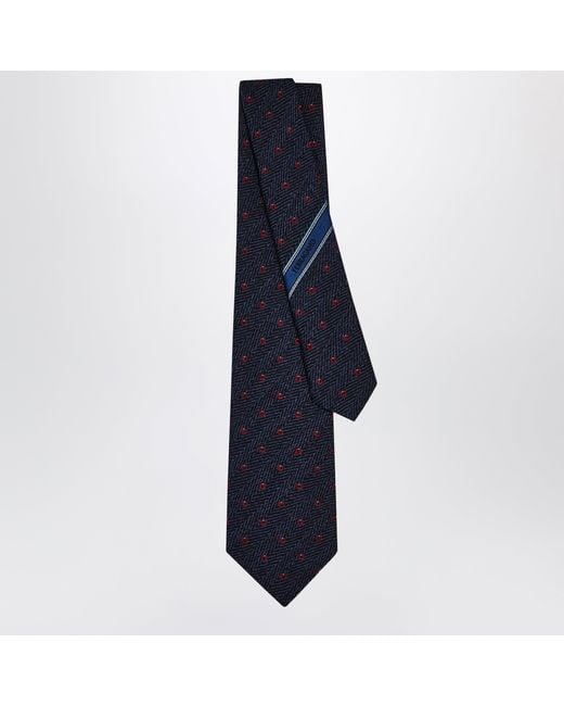 Ferragamo Blue Gancini Chevron Tie for men