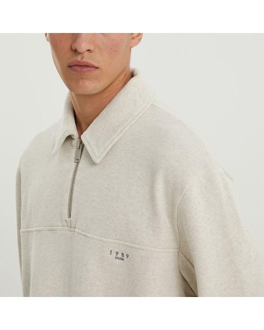 Felpa con zip jp light cream di 1989 STUDIO in Natural da Uomo