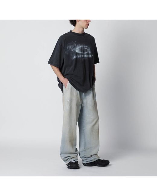 Balenciaga Black Washed Crayon Logo Fit T-Shirt for men